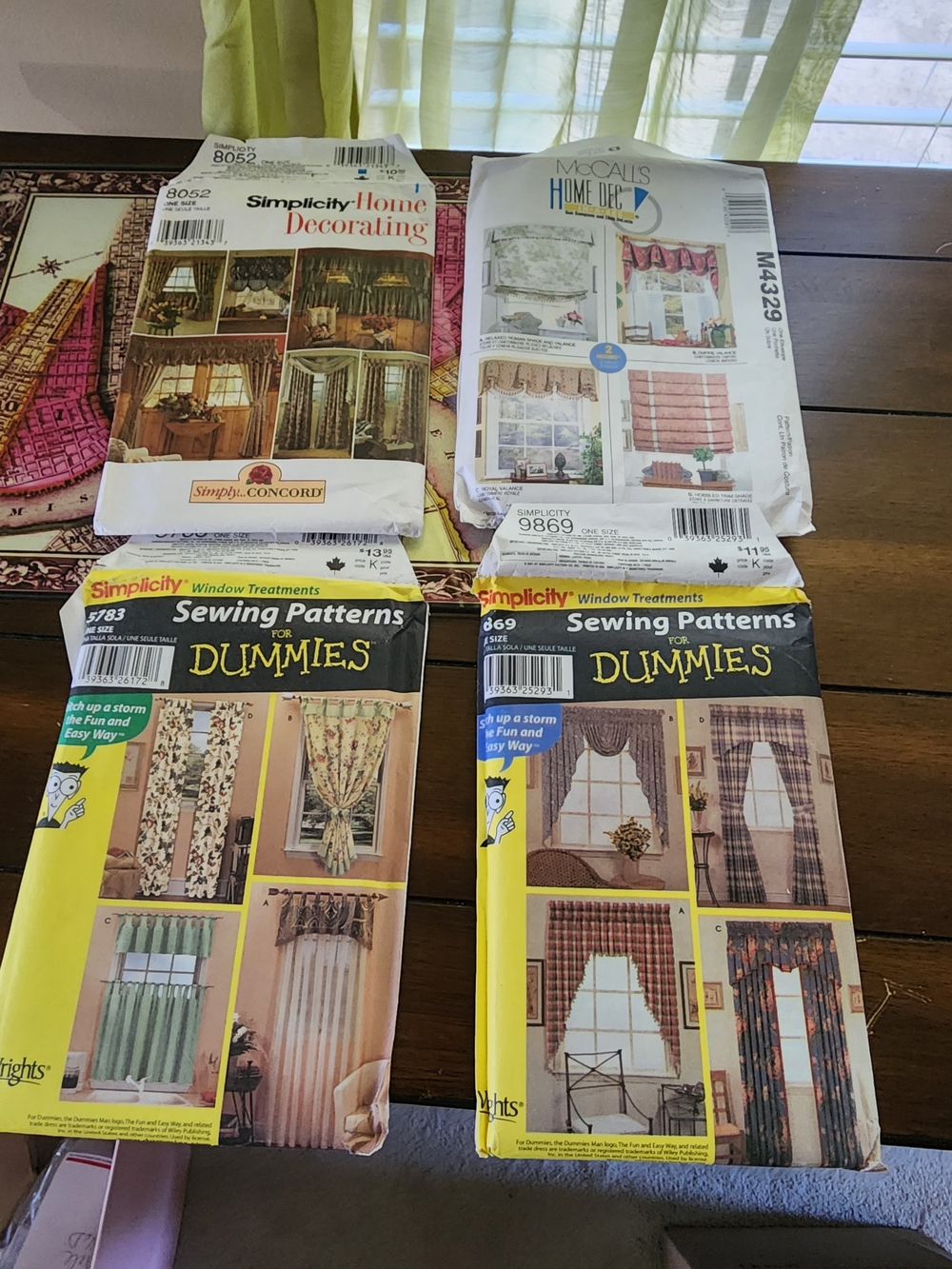 Simplicity Curtains & Drapes Sewing Pattern Lot in Yellow, Green, Pink